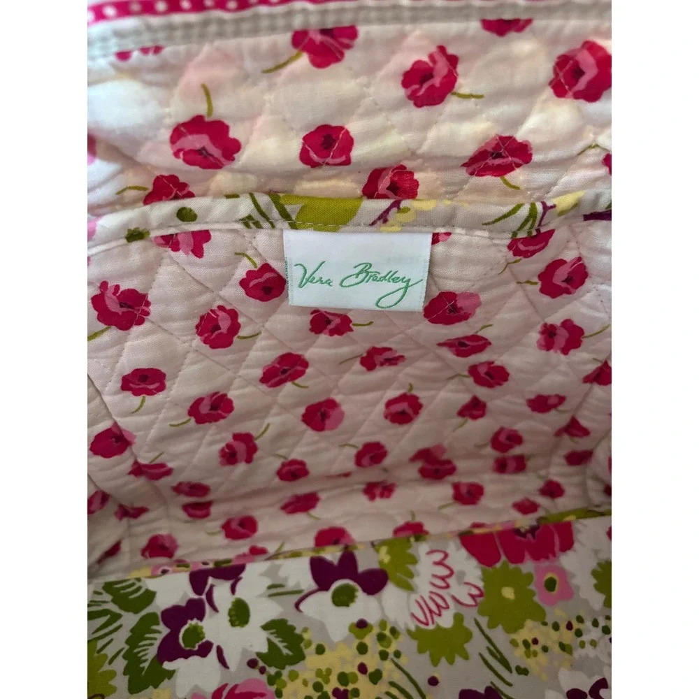 Vera Bradley Folkloric Floral Quilted Cotton Tote Bag Pink Green Large
